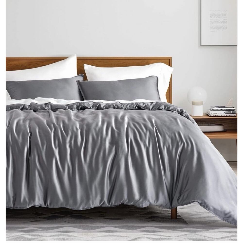 EVERGRACEHOME Tencel Lyocell Cooling Duvet Cover Set Natural Eucalyptus Queen